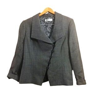 Tahari Women’s Asymmetrical Suit Wool Blazer Lined With Dress Pants Black 16